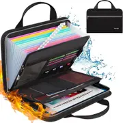 12 Pockets Accordion File Organizer Fireproof Important Document File Folder