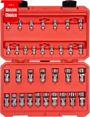 1/4, 3/8 Inch Drive Universal Joint Socket Set, 33-Piece (1/4-3/4 In., 6-19 Mm)