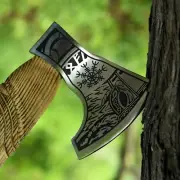 Hand Forged High Corban Steel Viking Axe, Camping Axe, Throwing Axe & CHRISTMAS