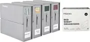 PROANIX Large Bed Sheet Organiser-4 Set,Foldable linen storage Box wide clear window,Label for bedsheet, blanket,King & Queen size,Wardrobe clothing & Closet cupboard Storage & organisation(Grey)