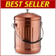 Elegant 1.3 Gallon Stainless Steel Compost Bin with Dual Filter - Matt Copper