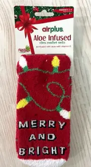 Airplus Aloe Infused Ultra Comfort Socks Womens 5-11 Merry & Bright & Lights