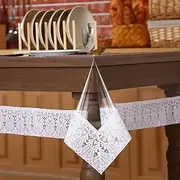 Mixweer Clear Vinyl Tablecloth Protector Plastic Table Cover Waterproof Tablecloth Dining Table Cover White Lace Tablecloth for Dining Tables Kitchen Home (60 x 84 Inch)