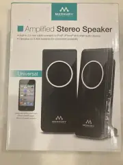 Merkury Amplified Stereo Speaker Black 3.5mm audio jack iPhone iPod MP3 Player