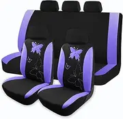 Embroidery Car Seat Covers Polyester Fabric with Airmesh Cloth Universal Size Fit Most Car Car Accessories Interior(Style 5)