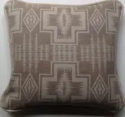 18"x20" Cream Leather & Wool SW Pattern Pillow Made with Pendleton® Fabric