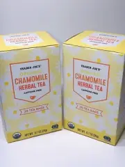 2~ Packs Trader Joe's Organic Chamomile Herbal Tea 20 Tea Bags Each, Total 40 ct