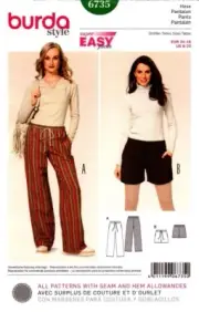 Burda Sewing Pattern 6735 Burda Ladies Pants Shorts Sizes US 8-20 EUR 34-46
