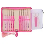 Tulip Crochet Hook Set, Etimo Rose Cushion Grip 10 Pink Hooks Needles Scissors