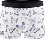 [FRODOTGV] Chic Purple Butterflies Men's Boxer Brief Shorts Workout Underwear for Men Compression Interiores Para Hombres