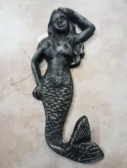 Tropical Towel Hat Bath Nautical Verdigris Mermaid Wall Hook Beach House