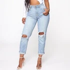 Fashion Nova Keepin Me Stressed Boyfriend Jeans - Medium Blue Wash Size 3