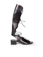 Black Leather Gladiator Sandals