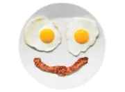 Display Faux Food Prop Bacon & Eggs Happy Face Breakfast New