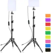 SEDGEWIN LED Video Light Kit 2 Pack 6500K Dimmable Streaming Lights USB Key Light Photography Lighting with 9 Color Filters Adjustable Tripod for Photography/Video Recording/Video Conference Lighting