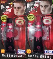Rubie's Vampire Blood And Vampire Fangs Glow In The Dark Fangs 2 Packs