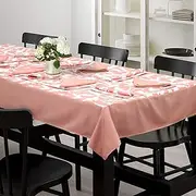 Dekor World Cotton 13 Piece Printed Coral Butterfly Collection Square Table Cover with 4 Place Mat & 8 Napkin for 4 Seater Dining Table - Coral