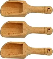 Set of 3 Mini Wooden Salt Spoons - Natural Scoops for Bath Salts, Candy, Honey, Spices, Sugar & Tea Powder by