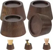 Bed Risers (Set of 4) - Oak Solid Wooden Furniture Risers with Non-Slip