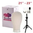 21‘’ - 23'' Canvas Block Wig Making Mannequin Head Mini Tripod Stand T-Pins Set
