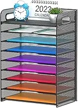 Samstar 9 Tier Desk Organizer, Mesh Paper Letter Tray File Rack Shelves Paper Sorter Storage with Handles, Black