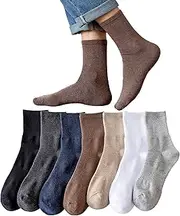 [Norther30°] Mens Cotton Socks Cushioned Crew Socks Soft Thin Cotton Socks for Mens Above Ankle Calf Socks 7 Pairs