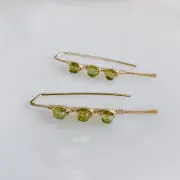 Triple Stone Threaders - Peridot Threader Earrings