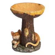 Resin Bird Bath Decorative Outdoor Cat Birdbath Patio Tube Tray Figurine