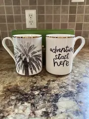 Kate Spade Spirit Of Adventure Mugs Set Of 2 Brand New