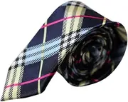 [Zasel] Mens Navy, Pink & Yellow Plaid 5cm Skinny Neck Tie Navy, Pink, Yellow, Black, White, Light Blue Patterned Skinny Ties
