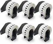 6 Rolls Brother-Compatible P-Touch DK-22211 29mm x 15.24m(1-1/7" x 50') Matte Continuous Length Film Tape with Refillable Cartridge