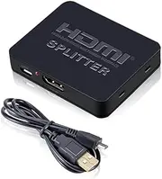 HDMI Splitter 1x2, 4K Full HD 1080p, Video Switch with Dual Display Output, Compatible with HDTV, DVD, PS3, Xbox