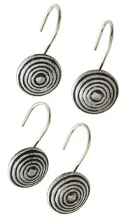 Hanover Decorative Shower Curtain Hooks - Set of 12 - Silver