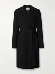 [The Row] The Row - Essentials Harri Belted Cady Coat - Black - large large Black