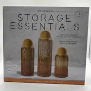 Multipurpose Storage Essentials 3 Cork Ball Lid Glass Jars 45 oz. 35 oz. 25oz.