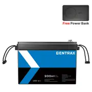GENTRAX 12V 200Ah Lithium Battery LiFePO4 100A BMS 10000mAh Magnetic Power Bank 15W Wireless Charger