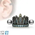 Tribal Chief Gold IP Headdress Helix Cuff Tragus Cartilage Piercing Barbell 16g