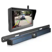 Elinz Solar Powered License Plate 720P HD Backup Camera System 2.4Ghz Digital Wireless 5" Monitor Rear View Kit