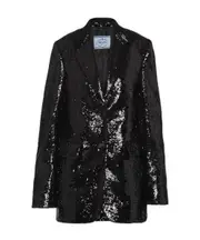 Prada Sequin-Embellished Tailored Blazer IT42 black