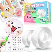Nano Tape Bubble Kit, Double Sided Tape DIY Craft Kit, Cool Stuff for Girls, Cute Stuff, Cool Things for Kids, Party Favors Toys for Girls, Boys, Kids 3,4,5,6,7,8,9,10 Years Old 2PCS (2"&1.2")