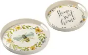 NEW!~Tray Set of 2 ~ Bumblebee Flower "Home Sweet Home"~Home Decor~Bee