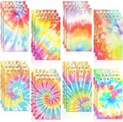 Dianelhall 24 Pcs Mini Tie Dye Notebooks Colorful Party Favors Mini Spiral Notepads Party Supplies for Girls Kids Birthday Party School Classroom Gifts