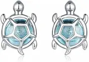 [Generic] Ocean Blue Turtles Stud Earrings for Women Glass and Studs Jewelry Birthday Gifts