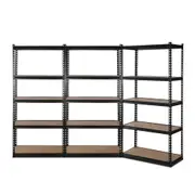 Garage Steel Warehouse Storage 5 Shelves Rack Black - 3x1.8M