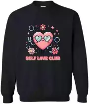 Self Love Club Retro Valentine's Day Cute Heart Funny Couple Sweatshirt Coffee M