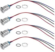 4 Sets Pre-wired Round LED, Waterproof LED Indicator, Common Anode Electrode, Pre-wired Round LED for Car Modification(Red Blue)