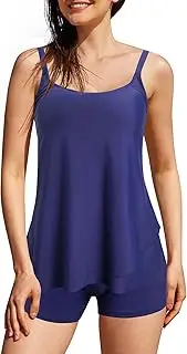 [Jollkichay] Tankini Swimsuits for Women Tummy Control Swimsuit Modest Tankini Top with Boyshort Bathing Suits Swimwear