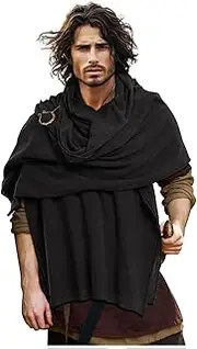 L'VOW Medieval Hooded Cloak Shaman Ninja Shawl Post Apocalyptic Wrap Scarf Cowl Rogue Hood Cape Viking Renaissance Costume