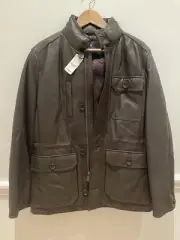 STUNNING NEWT $1298 Brooks Brothers Mens Small Brown Leather Down Jacket Coat