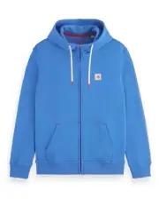 SCOTCH & SODA Essential Badge Logo Zip Up Hoodie In Royal Size Small